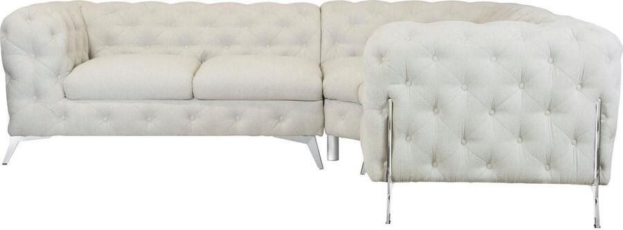 Leonique Chesterfield-bank Amaury L-vorm moderne chersterfield-look breedte 262 cm kleur van de poten ter keuze - Foto 8