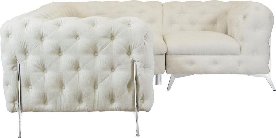 Leonique Chesterfield-bank Amaury L-vorm moderne chersterfield-look breedte 262 cm kleur van de poten ter keuze - Foto 6