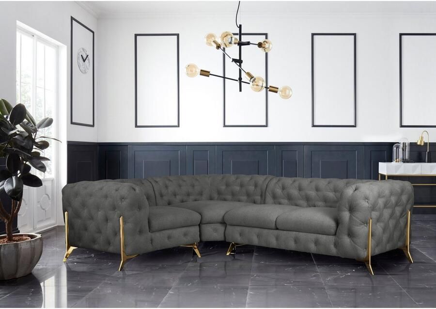 Home affaire Chesterfield-bank Amaury L-vorm moderne chersterfield-look breedte 262 cm kleur van de poten ter keuze - Foto 2