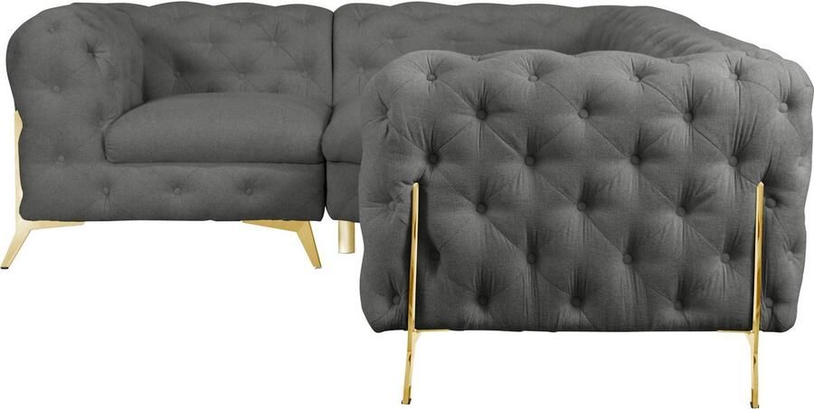 Home affaire Chesterfield-bank Amaury L-vorm moderne chersterfield-look breedte 262 cm kleur van de poten ter keuze - Foto 4