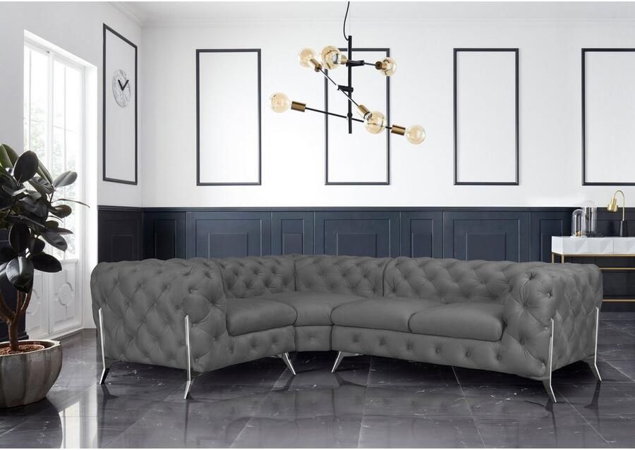 Home affaire Chesterfield-bank Amaury L-vorm moderne chersterfield-look breedte 262 cm kleur van de poten ter keuze - Foto 2