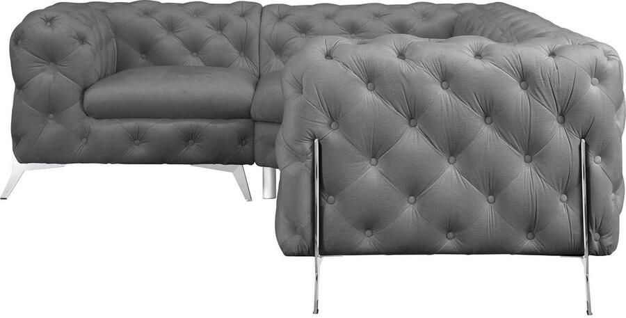 Home affaire Chesterfield-bank Amaury L-vorm moderne chersterfield-look breedte 262 cm kleur van de poten ter keuze - Foto 4