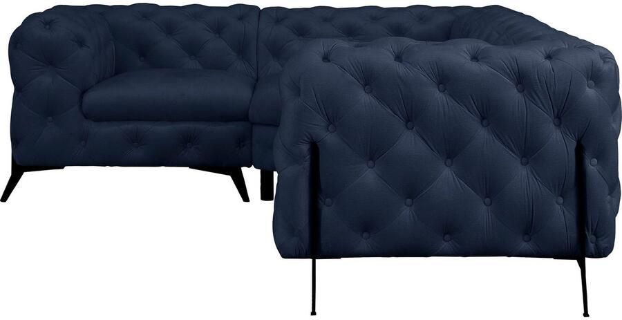 Leonique Chesterfield-bank Amaury L-vorm moderne chersterfield-look breedte 262 cm kleur van de poten ter keuze - Foto 4