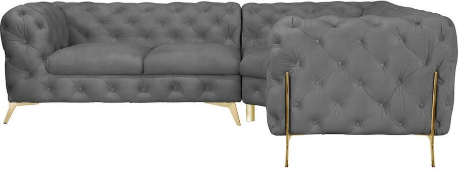 Leonique Chesterfield-bank Amaury L-vorm moderne chersterfield-look breedte 262 cm kleur van de poten ter keuze - Foto 8