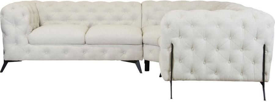 Leonique Chesterfield-bank Amaury L-vorm moderne chersterfield-look breedte 262 cm kleur van de poten ter keuze - Foto 7