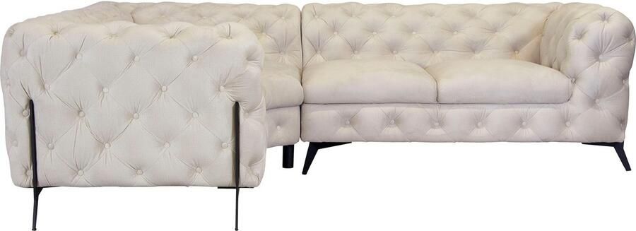 Leonique Chesterfield-bank Amaury L-vorm moderne chersterfield-look breedte 262 cm kleur van de poten ter keuze - Foto 8