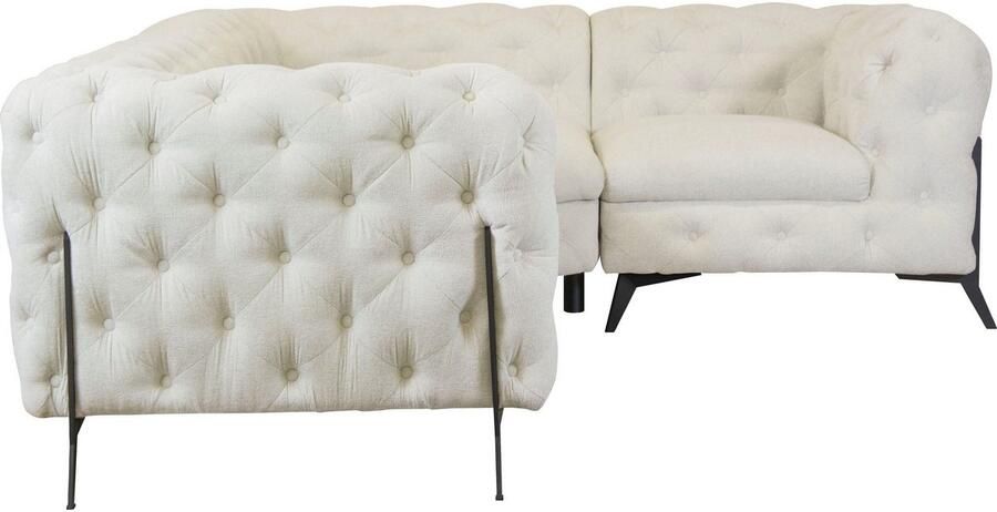 Leonique Chesterfield-bank Amaury L-vorm moderne chersterfield-look breedte 262 cm kleur van de poten ter keuze - Foto 5