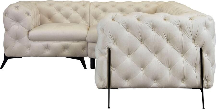 Leonique Chesterfield-bank Amaury L-vorm moderne chersterfield-look breedte 262 cm kleur van de poten ter keuze - Foto 5