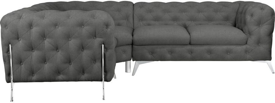 Leonique Chesterfield-bank Amaury L-vorm moderne chersterfield-look breedte 262 cm kleur van de poten ter keuze - Foto 6