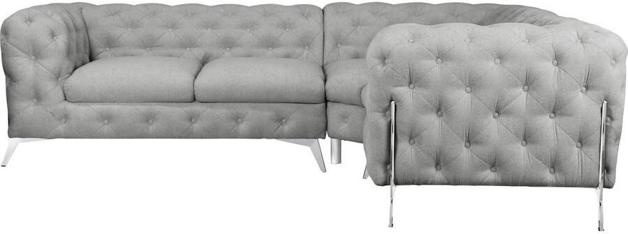 Leonique Chesterfield-bank Amaury L-vorm moderne chersterfield-look breedte 262 cm kleur van de poten ter keuze - Foto 8