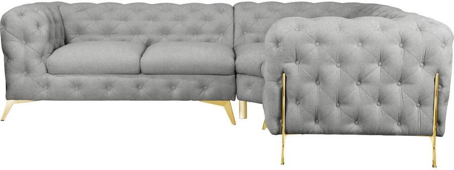 Leonique Chesterfield-bank Amaury L-vorm moderne chersterfield-look breedte 262 cm kleur van de poten ter keuze - Foto 8