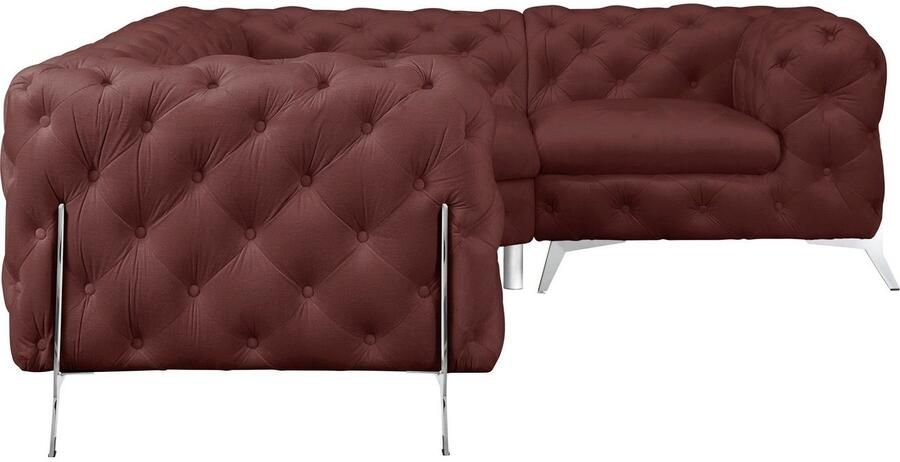 Leonique Chesterfield-bank Amaury L-vorm moderne chersterfield-look breedte 262 cm kleur van de poten ter keuze - Foto 5