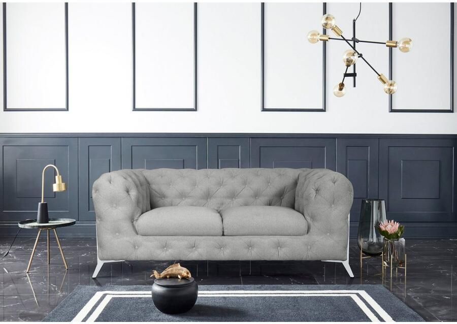 Leonique Chesterfield-bank Amaury luxueuze capitonnage moderne chesterfield look kleur van de poten ter keuze - Foto 5