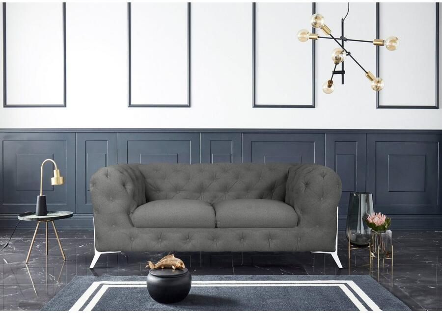 Home affaire Chesterfield-bank Amaury luxueuze capitonnage moderne chesterfield look kleur van de poten ter keuze - Foto 4