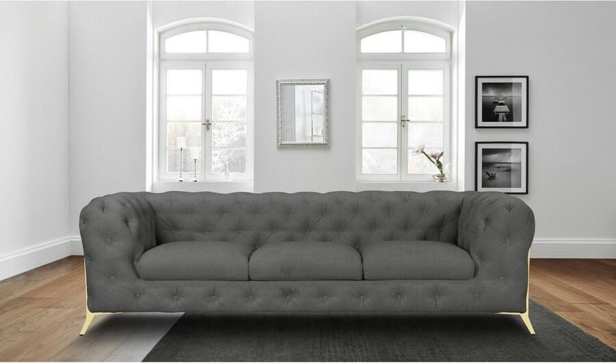 Home affaire Chesterfield-bank Amaury luxueuze capitonnage moderne chesterfield look kleur van de poten ter keuze - Foto 4
