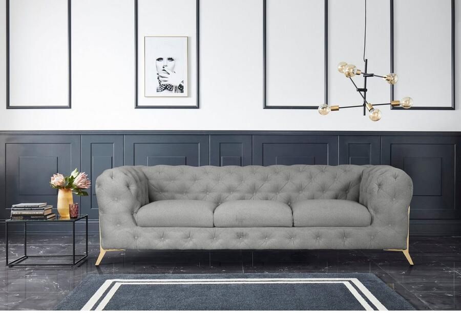 Leonique Chesterfield-bank Amaury luxueuze capitonnage moderne chesterfield look kleur van de poten ter keuze - Foto 4