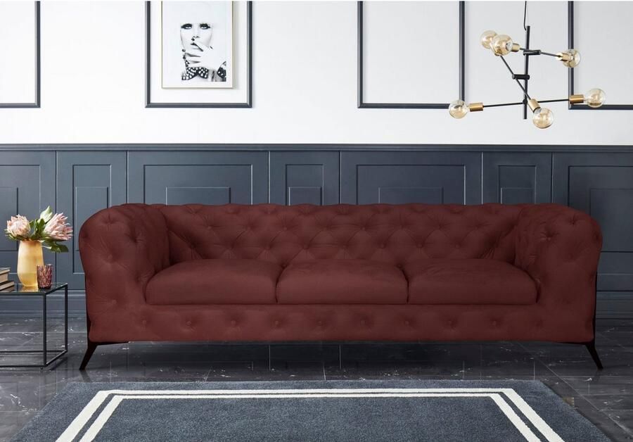 Home affaire Chesterfield-bank Amaury luxueuze capitonnage moderne chesterfield look kleur van de poten ter keuze - Foto 3