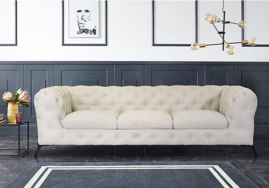 Leonique Chesterfield-bank Amaury luxueuze capitonnage moderne chesterfield look kleur van de poten ter keuze - Foto 3