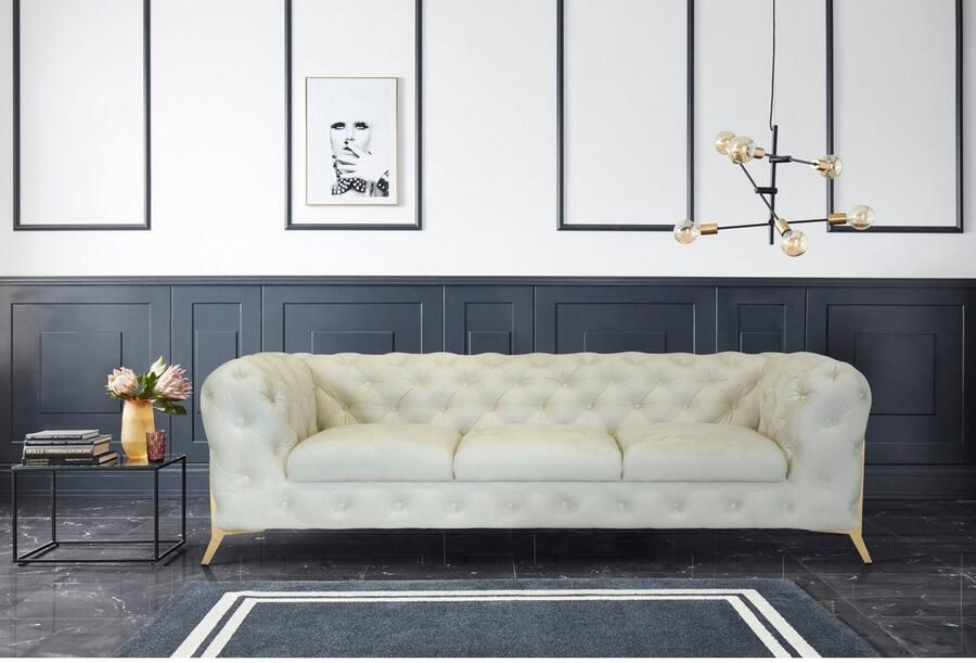 Leonique Chesterfield-bank Amaury luxueuze capitonnage moderne chesterfield look kleur van de poten ter keuze - Foto 3