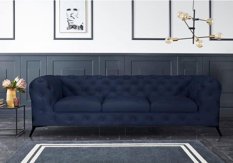 Home affaire Chesterfield-bank Amaury luxueuze capitonnage moderne chesterfield look kleur van de poten ter keuze - Foto 3