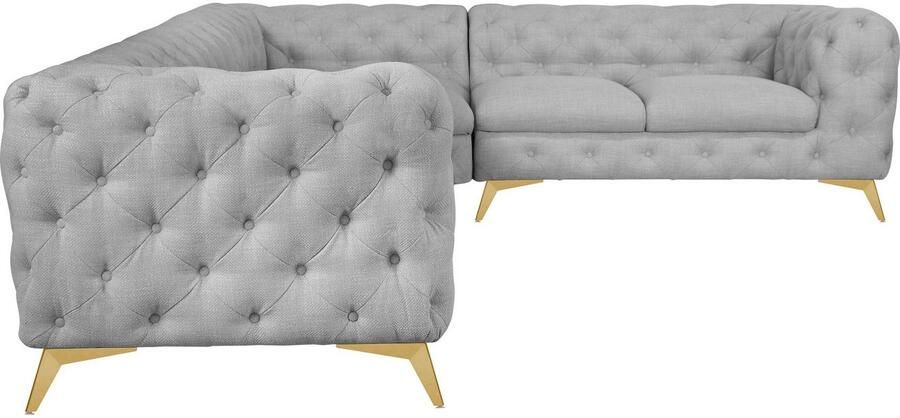 Leonique Chesterfield-bank Glynis L-vorm luxueuze capitonnage moderne chesterfield look kleur van de poten ter keuze - Foto 8