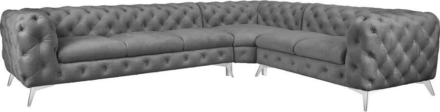 Leonique Chesterfield-bank Glynis L-vorm luxueuze capitonnage moderne chesterfield look kleur van de poten ter keuze - Foto 12