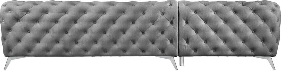 Leonique Chesterfield-bank Glynis L-vorm luxueuze capitonnage moderne chesterfield look kleur van de poten ter keuze - Foto 13