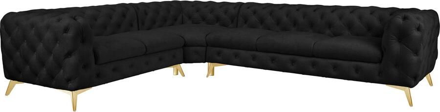 Leonique Chesterfield-bank Glynis L-vorm luxueuze capitonnage moderne chesterfield look kleur van de poten ter keuze - Foto 12