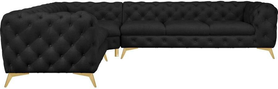 Leonique Chesterfield-bank Glynis L-vorm luxueuze capitonnage moderne chesterfield look kleur van de poten ter keuze - Foto 8