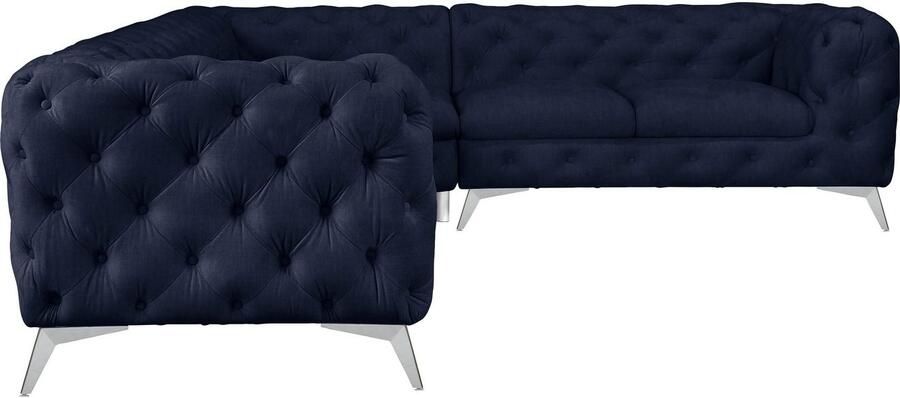 Leonique Chesterfield-bank Glynis L-vorm luxueuze capitonnage moderne chesterfield look kleur van de poten ter keuze - Foto 7