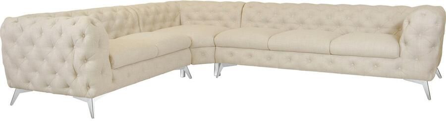 Leonique Chesterfield-bank Glynis L-vorm luxueuze capitonnage moderne chesterfield look kleur van de poten ter keuze - Foto 13