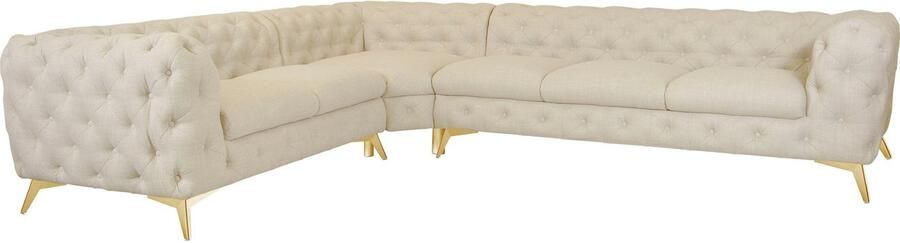 Leonique Chesterfield-bank Glynis L-vorm luxueuze capitonnage moderne chesterfield look kleur van de poten ter keuze - Foto 11