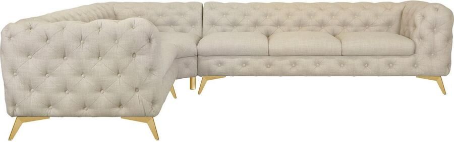 Leonique Chesterfield-bank Glynis L-vorm luxueuze capitonnage moderne chesterfield look kleur van de poten ter keuze - Foto 8