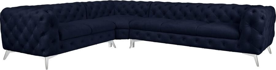 Leonique Chesterfield-bank Glynis L-vorm luxueuze capitonnage moderne chesterfield look kleur van de poten ter keuze - Foto 12