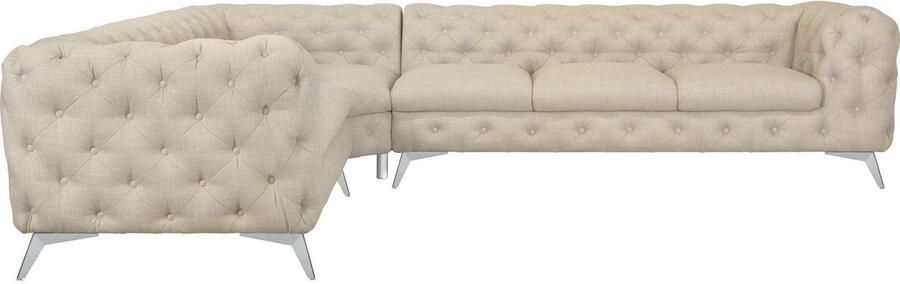 Leonique Chesterfield-bank Glynis L-vorm luxueuze capitonnage moderne chesterfield look kleur van de poten ter keuze - Foto 9