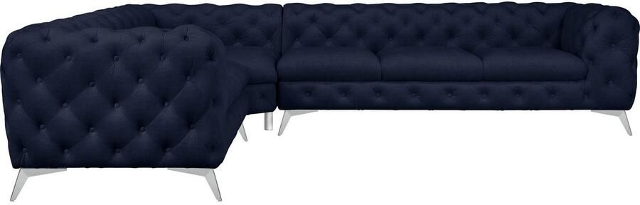 Leonique Chesterfield-bank Glynis L-vorm luxueuze capitonnage moderne chesterfield look kleur van de poten ter keuze - Foto 8