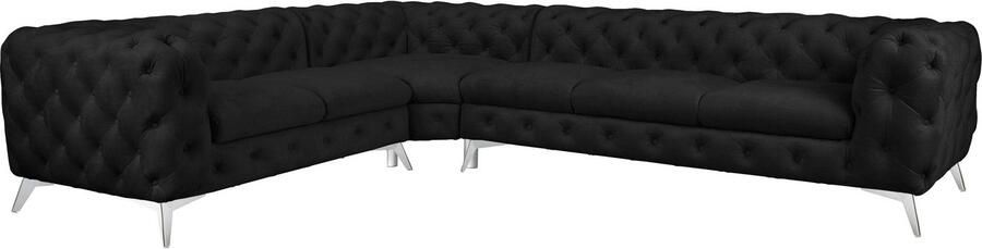 Leonique Chesterfield-bank Glynis L-vorm luxueuze capitonnage moderne chesterfield look kleur van de poten ter keuze - Foto 12