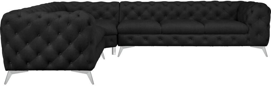 Leonique Chesterfield-bank Glynis L-vorm luxueuze capitonnage moderne chesterfield look kleur van de poten ter keuze - Foto 8