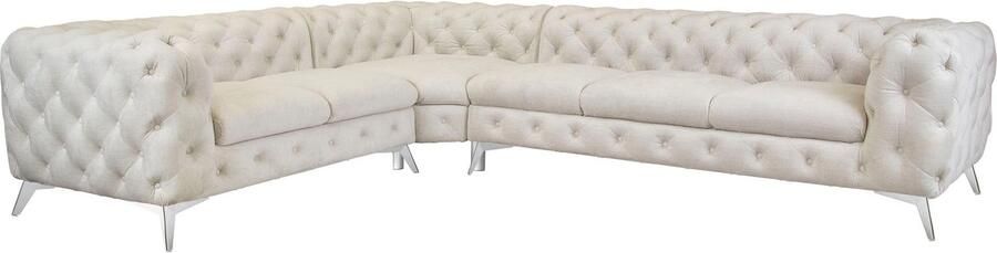 Leonique Chesterfield-bank Glynis L-vorm luxueuze capitonnage moderne chesterfield look kleur van de poten ter keuze - Foto 13