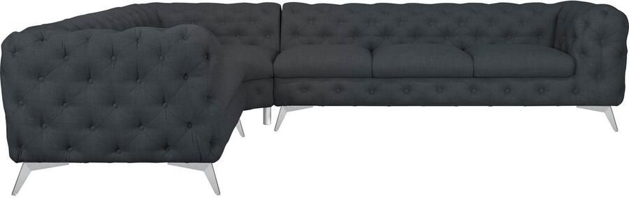 Leonique Chesterfield-bank Glynis L-vorm luxueuze capitonnage moderne chesterfield look kleur van de poten ter keuze - Foto 8