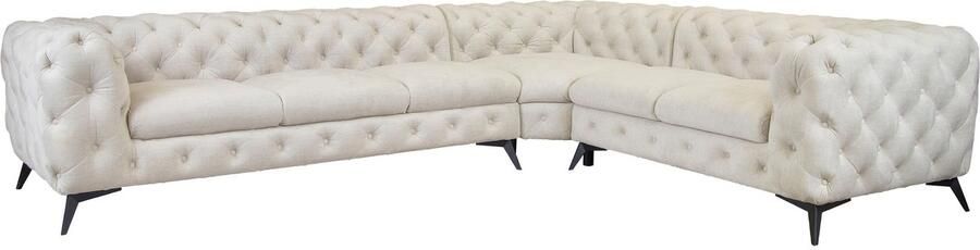 Leonique Chesterfield-bank Glynis L-vorm luxueuze capitonnage moderne chesterfield look kleur van de poten ter keuze - Foto 13