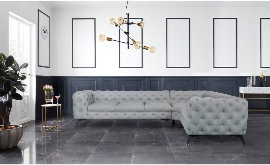 Leonique Chesterfield-bank Glynis L-vorm luxueuze capitonnage moderne chesterfield look kleur van de poten ter keuze - Foto 2