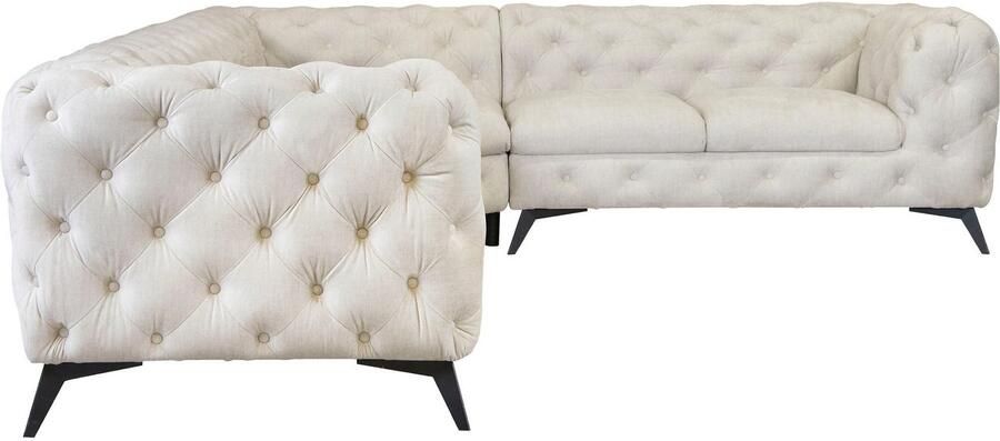 Leonique Chesterfield-bank Glynis L-vorm luxueuze capitonnage moderne chesterfield look kleur van de poten ter keuze - Foto 8