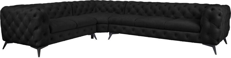 Leonique Chesterfield-bank Glynis L-vorm luxueuze capitonnage moderne chesterfield look kleur van de poten ter keuze - Foto 12