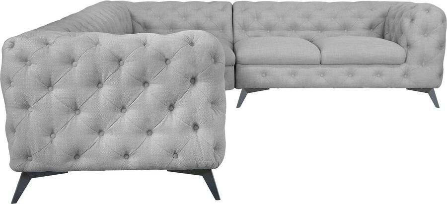 Leonique Chesterfield-bank Glynis L-vorm luxueuze capitonnage moderne chesterfield look kleur van de poten ter keuze - Foto 8