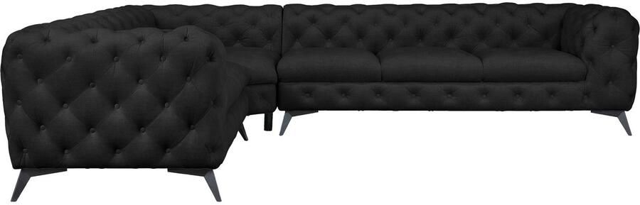 Leonique Chesterfield-bank Glynis L-vorm luxueuze capitonnage moderne chesterfield look kleur van de poten ter keuze - Foto 8