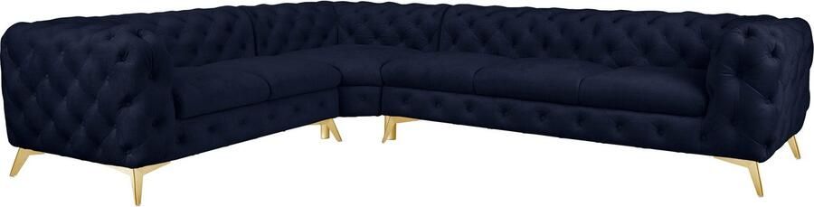 Leonique Chesterfield-bank Glynis L-vorm luxueuze capitonnage moderne chesterfield look kleur van de poten ter keuze - Foto 12