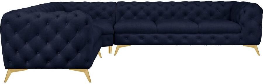 Leonique Chesterfield-bank Glynis L-vorm luxueuze capitonnage moderne chesterfield look kleur van de poten ter keuze - Foto 8