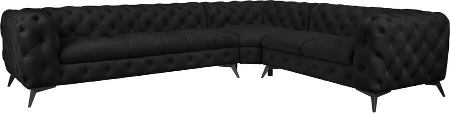 Leonique Chesterfield-bank Glynis L-vorm luxueuze capitonnage moderne chesterfield look kleur van de poten ter keuze - Foto 12