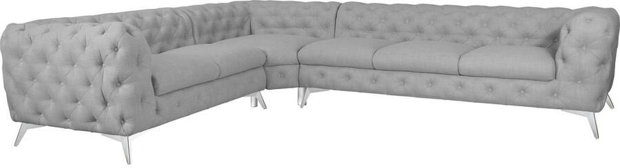 Leonique Chesterfield-bank Glynis L-vorm luxueuze capitonnage moderne chesterfield look kleur van de poten ter keuze - Foto 13